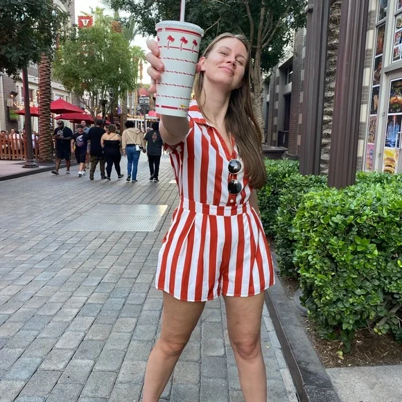 Red & White Striped Short-Sleeve Romper - Picture 4 of 4